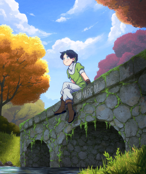 Two people hugging on a bridge above a creek at night, illuminated by the streetlamp.